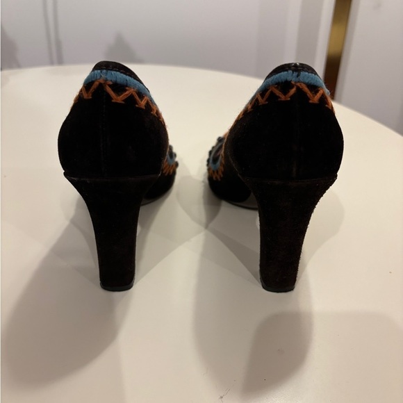 Miu Miu Suede Embroidered Pumps - Picture 3 of 13